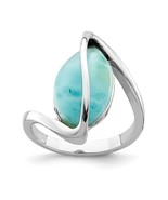 Sterling Silver Rhodium Plated Larimar Twisted Ring - €111,54 EUR