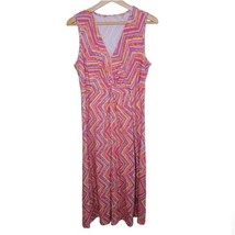 Soft Surroundings | Pink Orange Yellow Zig Zag Print Petite Maxi Dress Medium MP - £32.48 GBP