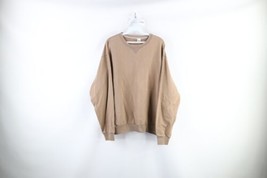 Vintage 90s Streetwear Mens Medium Faded Blank Crewneck Sweatshirt Beige... - $49.45