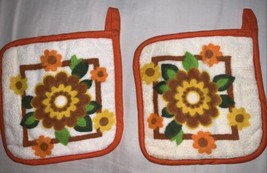 NEW Vtg SAYCO Kitchen Pot Holder FLOWER Festival  Cotton USA Screen Print - $14.84