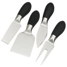 Prodyne 4pc Stainless Steel Cheese Knife Set with Black Soft Touch Handles - $19.95