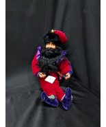 NOS African American Santa Claus Doll Red &amp; Purple BOMBAY Co. Bendable Body - $36.99