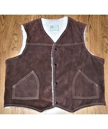 EUC BRIGHAM SPORTSWEAR WOMANS XL BROWN SUEDE LEATHER VEST SHERPA LINED V... - £42.81 GBP