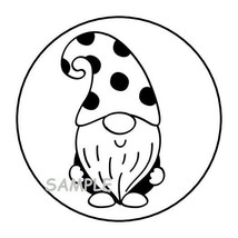 30 BLACK &amp; WHITE GNOME ENVELOPE SEALS LABELS STICKERS 1.5&quot; ROUND PARTY F... - £6.31 GBP