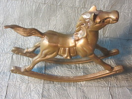 Solid 8&quot; Brass Rocking Horse, Mid Century Brass Rocking Horse, Decorativ... - $42.50