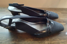 Coach and Four Women&#39;s Size 8 1/2 Black 2&quot; Heels, Square Toe, Strap w/ Buckle - £8.65 GBP