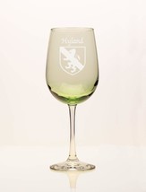 Hyland Irish Coat of Arms Green Wine Glass - $67.32