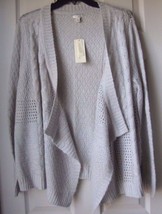 New Sonoma Life+Style Women Open Front Flyaway Knit Cardigan Gray Size PL - £25.69 GBP