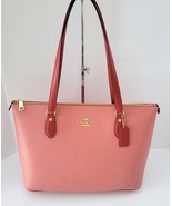 Coach CAR35 Crossgrain Leather Colorblock Gallery Tote Handbag Burnt Cor... - $187.69