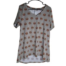 Lularoe Christy T Shirt Tiger Heads Brown Short Sleeve Womens XL - £14.02 GBP