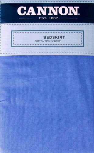 Primary image for CANNON COPEN BLUE COTTON RICH QUEEN SIZE TAILORED BED SKIRT NEW
