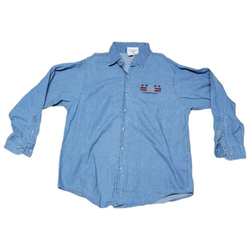 Primary image for Longaberger Homestead Womens Patriotic Blue Denim Jean Long Sleeved Shirt Large