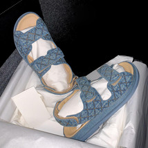 Blue Denim Women Sandals Hook Loop Fashion Slingback Shoes Open Toe Flat Casual  - £119.65 GBP