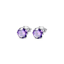 Wish Classic Six-Prong Multicolor Zircon Earrings For Men And Women Mini Color T - £7.83 GBP