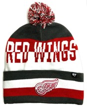 Detroit Red Wings NHL &#39;47  Split Text Red Charcoal Pom Knit Hat Cap Adul... - $317.61 MXN