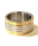 textured Band Ring  18k gold and Stainless Steel  size 7 - $28.69