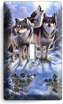 Gray Wolfs Moon Howling Forest Single Light Switch Wall Plate Cover Home Decor - £8.15 GBP