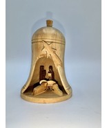 Wooden Bell Christmas Nativity Scene Carved Handmade 3.5&quot; Holy Land Fami... - £7.42 GBP