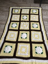 Handmade Crochet Colorful Afghan Throw Blanket Grandma Granny Squares 76x49 - £18.03 GBP