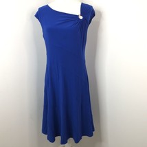 Jones New York Womens Dress Size 8 Blue Ring Detail Fit Flare Sleeveless Stretch - £18.02 GBP