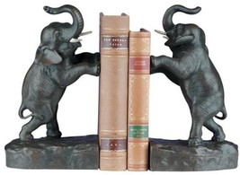 Bookends Bookend TRADITIONAL Lodge Standing Elephant Resin Hand-Cast - £207.03 GBP