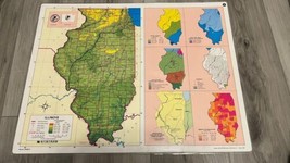 Illinois Laminated Map 22x17 Poster 1985 Nystrom 2-sided Educational 2HG... - $14.80