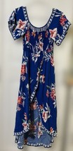 Jealous Tomato Smocked High-Low Tropical Blue Floral Boho Maxi Dress Siz... - £13.99 GBP