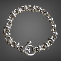 925 Sterling Mexico 7.5” XOXO Rolo Link Chain Toggle Bracelet/27.5grams - £99.05 GBP