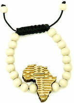 África Nuevo Natural Todo Madera Estilo Pulsera Ajustable Macramé Con 10mm Beads - £9.37 GBP