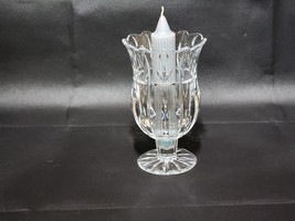 Vintage 7&quot; Tulip Hurricane Style Ruffle Vase Candle Holder By Block Crystal - $18.60