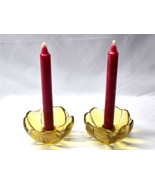 Vintage ANCHOR HOCKING Candle Holders SWEDISH MODERN AMBER Art Glass - P... - $21.69 CAD
