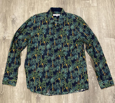 John Lennon Shirt Mens M Long Sleeve Button Pineapples Tropical Blue Gre... - $29.98