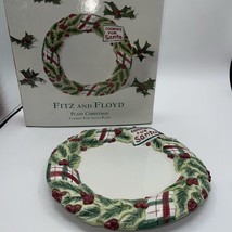 Fitz And Floyd Plaid Cookie Cookies For Santa Christmas Plate Tray Round Wreath - £13.62 GBP