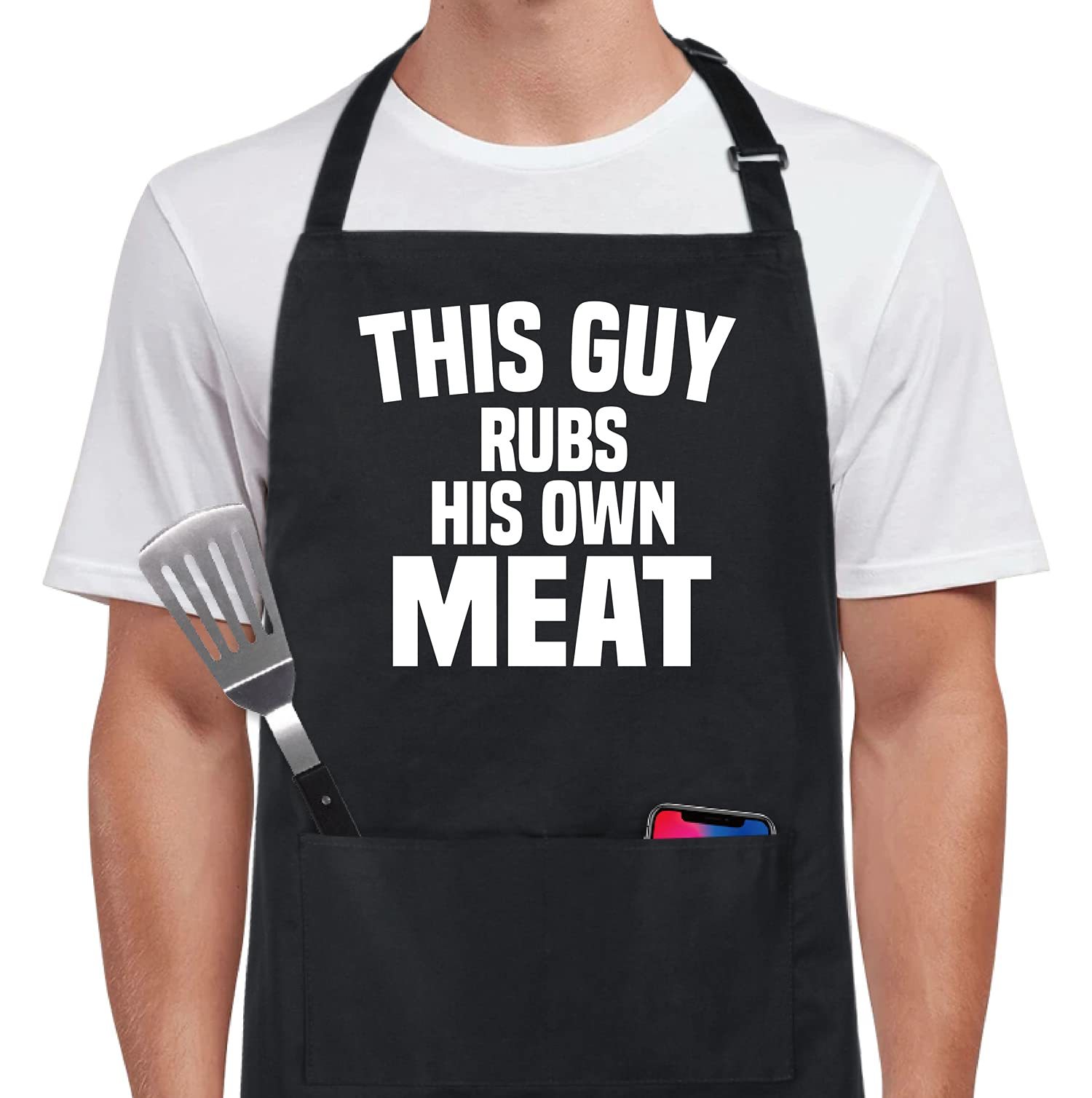 Primary image for Xornis 100% Cotton Funny Aprons This Guy Rubs His Own Meat with 2 Pockets BBQ Gr
