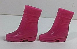 Vintage Barbie Doll Pink Boots Mattel Plastic Shoes Snow Hiking Accessory - £3.92 GBP