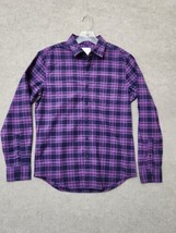 American Eagle Button Shirt Womens S Purple Multi Plaid Long Sleeve Cott... - £17.34 GBP