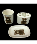 Vintage Otagiri Ceramic Bath Set Toothbrush Holder Soap Dish Tumbler Ted... - $59.46