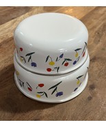 Vintage Lillian Vernon Enamel Nesting Bowls Tulips Set Of 2 - €10,30 EUR