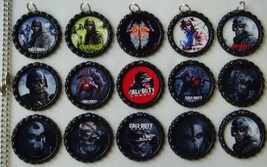 15 Call of Duty Ghosts Black Flat Bottle Cap Necklaces Set 1 - £14.79 GBP