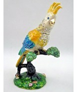 Bejeweled Cockatoo Parrot Hinged Trinket Jewelry Box Jeweled Enameled Go... - £75.59 GBP