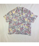 BON WORTH BUTTON DOWN BLOUSE WOMENS SIZE PL FLORAL PATTERN SHEER Padded ... - £9.38 GBP