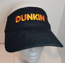 Dunkin Donuts Visor Hat Black Adjustable Embroidered Employee Worker EUC - $11.64
