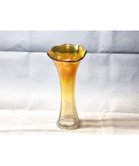 Vintage IMPERIAL GLASS 11&quot; Trumpet Vase CARNIVAL GLASS Marigold To Clear - $32.78 CAD
