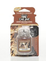 Yankee Candle Car Jar Ultimate Odor Neutralizing Gel Air Freshener, Leather Scen - £7.26 GBP