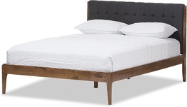 Baxton Studio Denise Mid-Century Wood Platform Bed, Queen, Dark Grey/Medium - £590.00 GBP