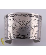 Signed Joanne Fritsch Sterling Silver Cuff Bracelet With Etched Antelope... - £357.83 GBP