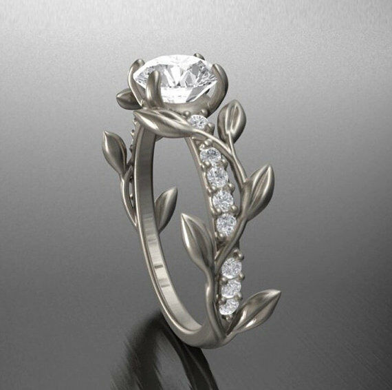 2.45Ct Round White Diamond 925 Sterling Silver Leaf Engagement Ring for Women