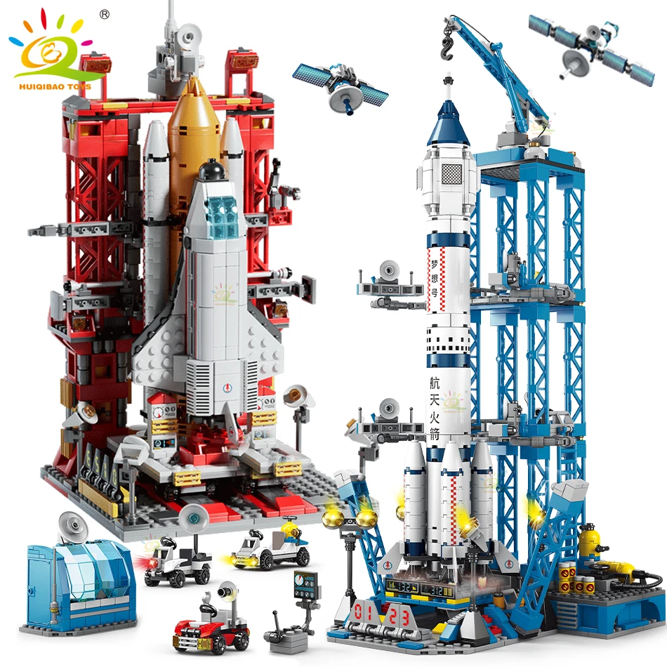 HUIQIBAO Space Aviation Manned Rocket Building Blocks With Astronaut Figure City - £17.39 GBP+