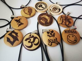 Handmade Wooden Wood Band Rock Metal Gothic Pendant Necklace Car Viking ... - £5.89 GBP+