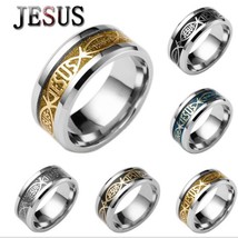 Stainless steel Ring with &quot;JESUS&quot; etched around - Various sizes and color ~ NEW - £3.88 GBP